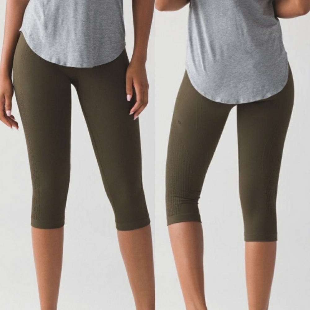 Lululemon Flow & Go Crop		Military Green